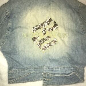 Jean jacket with sequin work, size Small